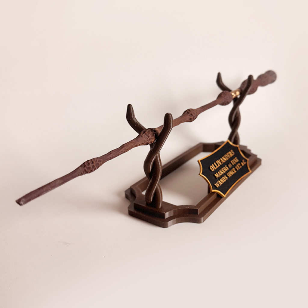 Suporte Varinha Wood - Display Minimalista Impressão 3D - Decoração Geek Presente