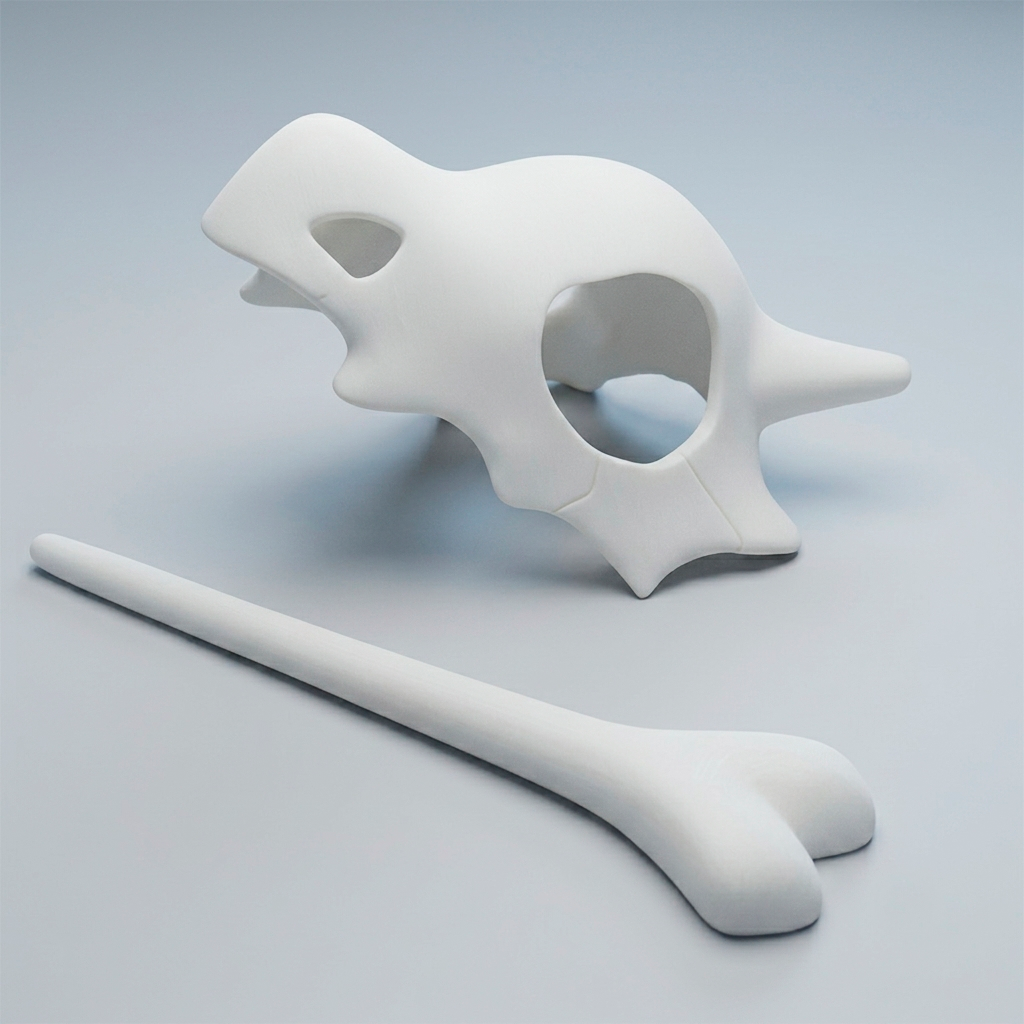 Presilha de Cabelo Cubone Pokémon Caveira e Osso Acessório Geek 3D Coque Chinês Nerd
