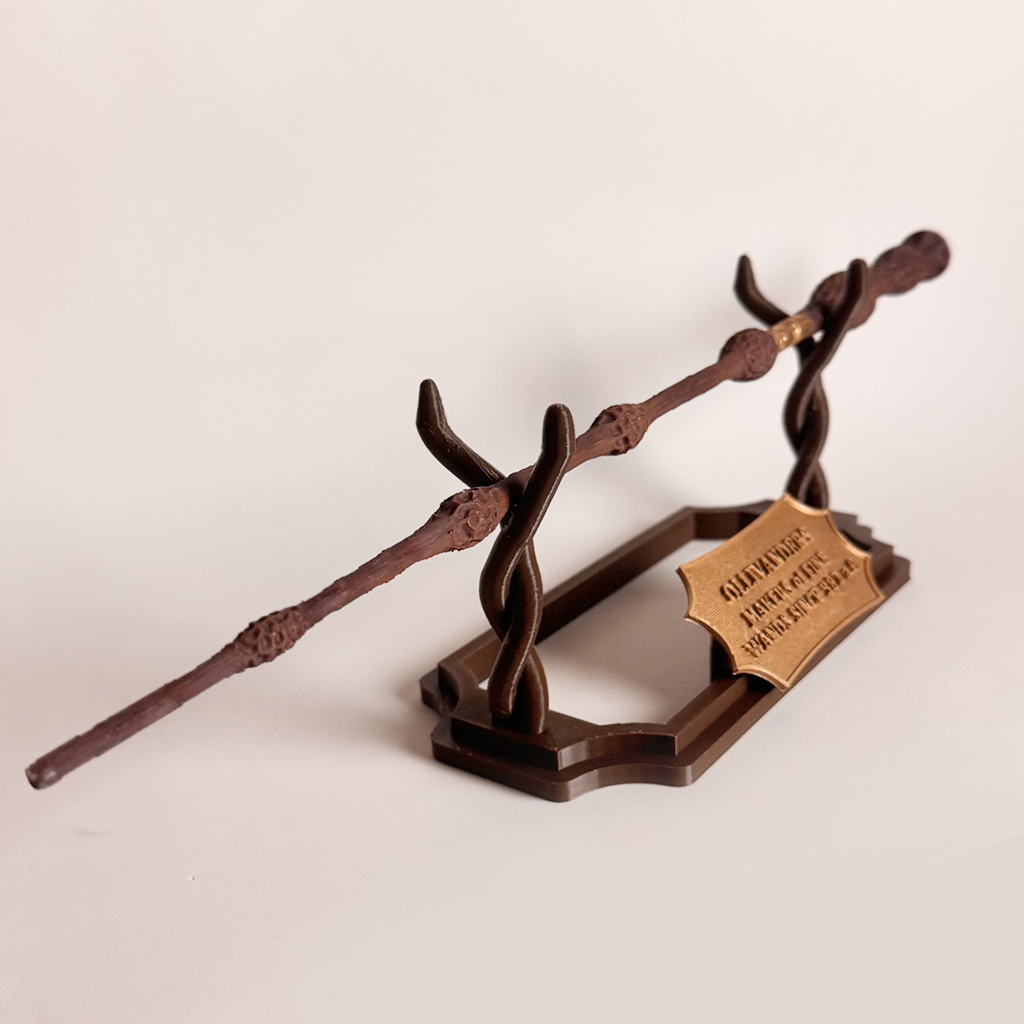 Suporte Varinha Wood - Display Minimalista Impressão 3D - Decoração Geek Presente