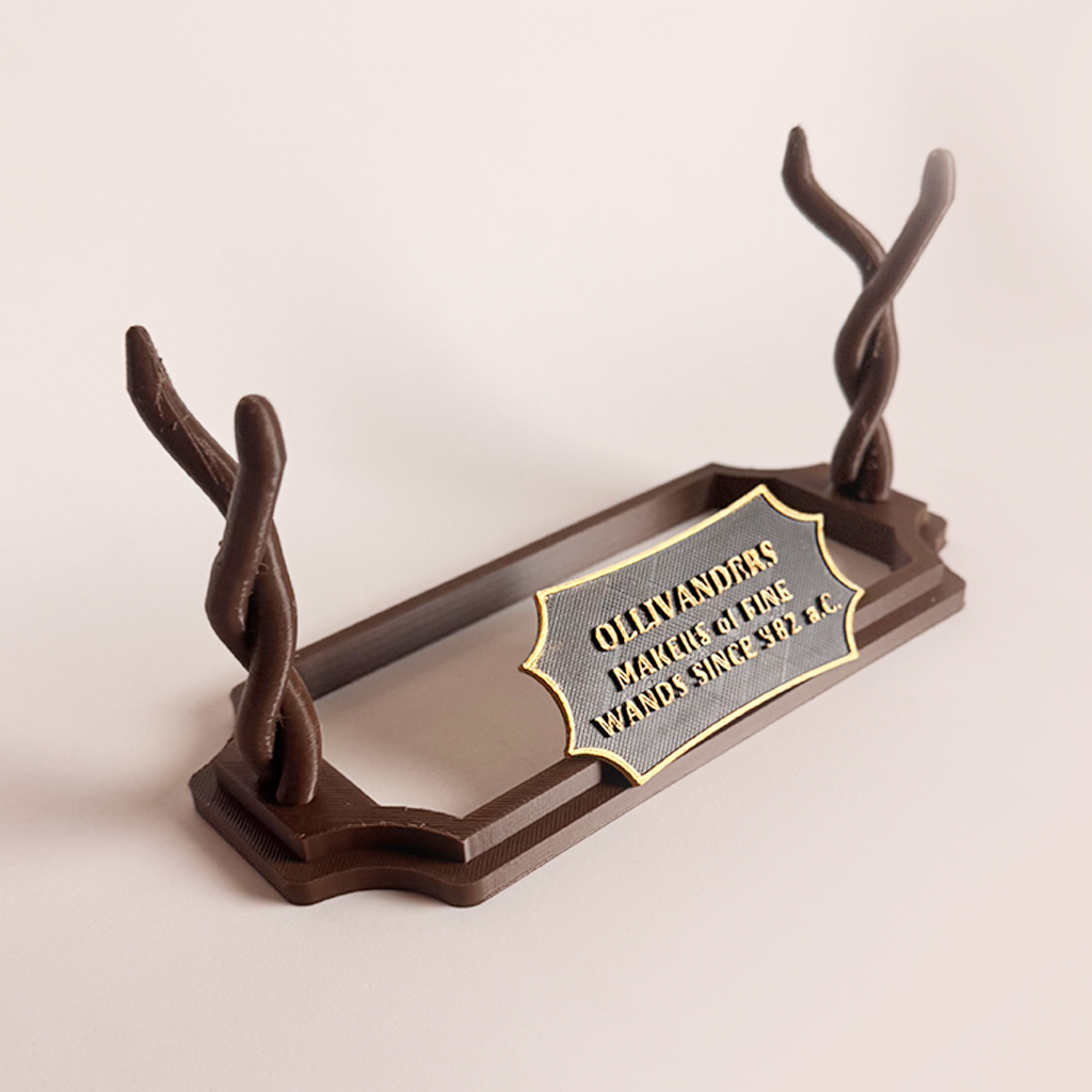 Suporte Varinha Wood - Display Minimalista Impressão 3D - Decoração Geek Presente